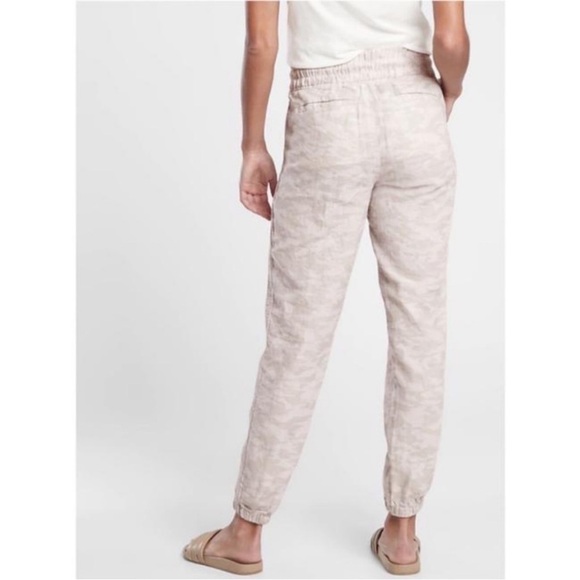 Athleta Cabo Tide 100% Linen Neutral Camo Jogger Minimalist Athleisure 0 - Picture 5 of 13